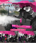 Pink Rad All Terrain RC Car For Girls 2.4GHz Remote Control Off Road Toy Vehicle Ideal Birthday Gift For Kids 3 Plus Fits 11.5 Fashion Dolls ATV Style With Long 98 Ft Range shown with simulated spraying effect and water refill instructions.