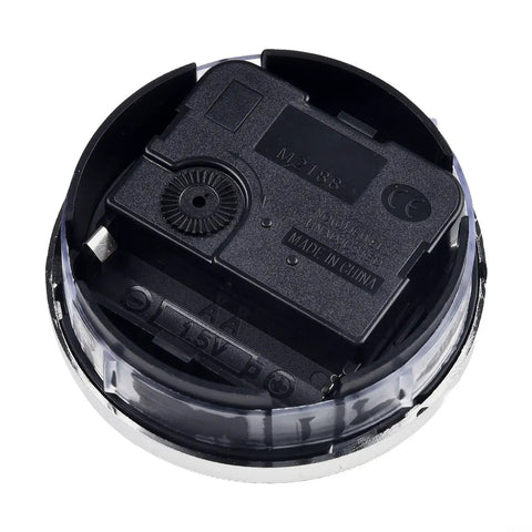Back view of 80mm Quartz Clock Insert With Easy Read Black Arabic Numerals On White Face And Transparent Lens Replacement Movement