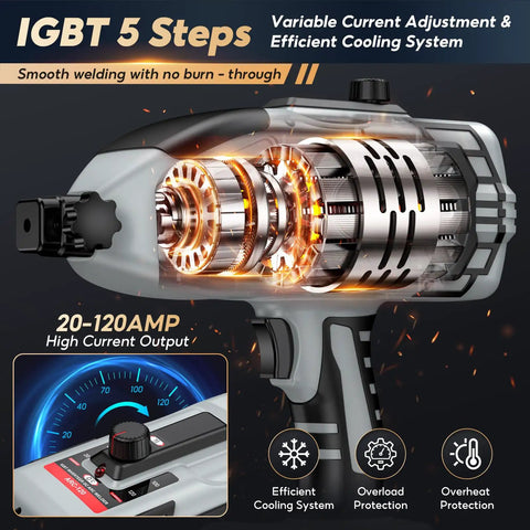 Portable Handheld Welder 110V IGBT Inverter With 20 To 120A Adjustable Arc Hot Start And Anti Stick for quick repairs, internal view.