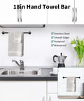 Matte Black 10 Piece Bathroom Hardware Set With 24 Inch Towel Bar 18 Inch Towel Rack Robe Hook And Toilet Paper Holder For Wall Mounted Easy Install Sleek Stainless Steel Accessories showing 18in hand towel bar above sink