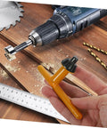 Pro Grade 4 Piece Drill Chuck Key Set With Comfort Grip Thumb Handle Quick Change No Sweat Design Heavy Duty Steel Body Iron Clad Wrench For Drill Press And Power Tool Shop Builds on wooden surface with drill.