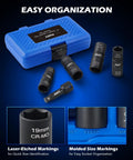 Five Piece One Half Inch Drive Lug Nut Socket Set With Impact Flip Sockets Metric 17 19 21 22 Mm And SAE Three Quarter Inch