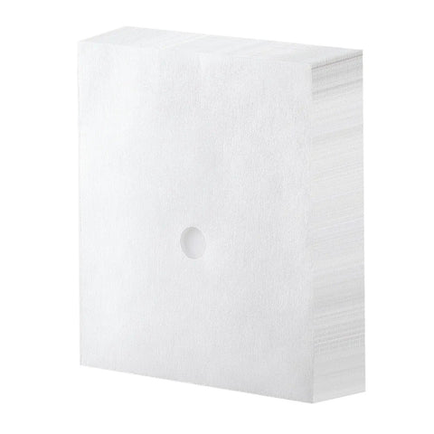 No Sweat Heavy Duty 100 Pack Deep Fryer Filter Papers For Commercial Kitchens 15 By 13 Inch Disposable Oil Strainer Sheets stacked on each other.