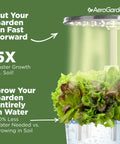 Harvest Elite 360 Indoor Hydroponic Garden System with LED grow light and herb kit on countertop showing water-grown lettuce