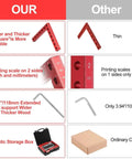 Comparison of Four Pack 5.5 Inch Corner Clamps for Woodworking with aluminum alloy positioning squares and storage box included.