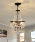 Three Light Crystal Chandelier Modern Adjustable Hanging Ceiling Light Fixture Black Pendant Lighting For Dining Room Living Room Bedroom Kitchen Dimmable With E12 Bulbs Not Included
