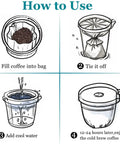How to use Heavy Duty Cold Brew Coffee Filter Bags 100 Pack for brewing cold coffee in four easy steps.