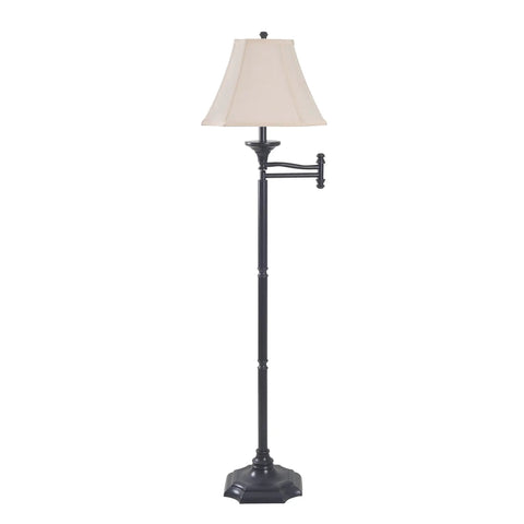 Wentworth Swing Arm Floor Lamp In Burnished Bronze Finish Your Go To Reading Light With 22 Inch Extension Arm And Cream Shade