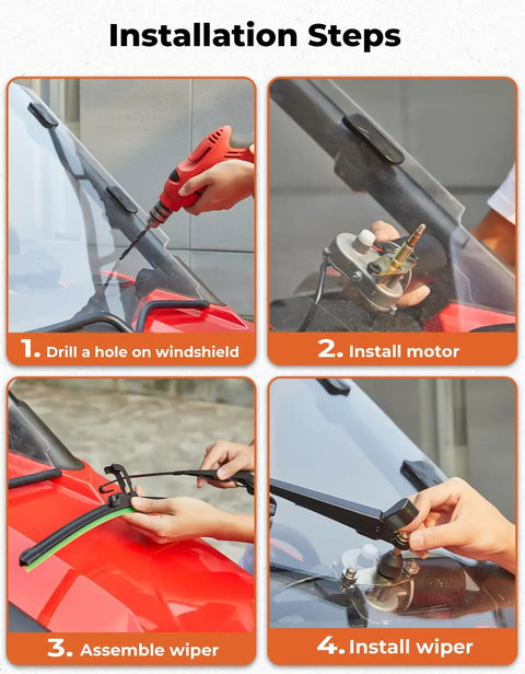 Installation steps for UTV Windshield Washer Pump Kit With 12V Wiper Motor For Polaris RZR Ranger General Can Am X3