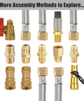 10 Ft High Pressure Propane Extension Hose With Steel Braided Line And 3/8 Flare Fittings Conversion Couplings Kit components