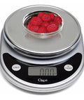Digital Kitchen Scale For Meal Prep Pros With Multifunction Weighing And Variable Graduation Tech Precise Grams And Ounces For Cooking And Baking Tare Button Easy Read Display Clinically Trusted For Weight Loss Studies with raspberries in a bowl