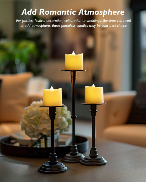 24 Pack Flameless Votive Candles Tealights Warm White Ivory Base Christmas Decor on holders creating ambiance