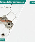 Before and after wall repair using Drywall Repair Kit For Large Holes And Damaged Walls 25 Piece Patch Set With Scrapers Sandpaper And Gloves