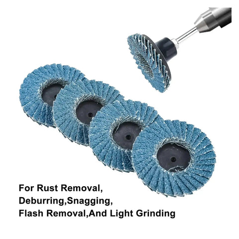 40 Piece Quick Change Flap Discs With 1/4 Shank Holder for Fast Swap Roll Lock Sanding Wheels Zirconia Alumina for smooth flat surfaces.
