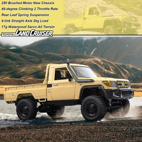 Toyota Land Cruiser 1 Twelfth Scale RC Crawler Truck 4x4 Off Road Beast With Proportional Steering 2 Speed RTR in mountainous terrain