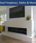 Clear Low Sheen Finish 24 Oz Kit Covers 170 Sq Ft sealant over a modern concrete fireplace and decor.