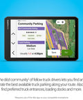 OTR720 7 Inch Truck GPS Navigator showing parking availability and satellite imagery on screen