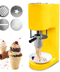 Grab This Awesome Compact Electric Ice Cream Maker Machine For Sweet Gelato Creations, yellow design with four stainless steel molds.