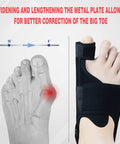 Overnight Bunion Corrector For Men And Women showing big toe straightener night splint with memory steel plates for pain relief