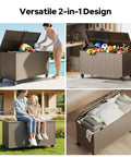 Outdoor Storage Box With Wheels 150 Gallon Wheeled Deck Box For Patio, Waterproof And UV Resistant used for toys and cushions