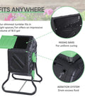 Image of 18.5 Gallon Compost Tumbler With Two Sliding Doors All Season Outdoor BPA Free PP And Solid Steel Frame with aeration system.