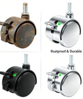 Smooth As Silk Heavy Duty 1.5 Inch Swivel Caster Wheels Set Of Four displayed in four styles including rustproof matte black and chrome options.