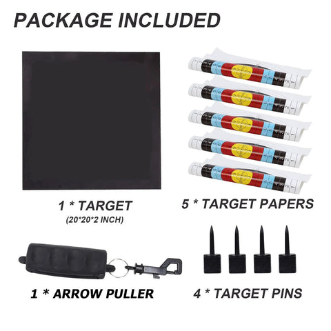 Backyard Archery Target For Adults EVA Foam 20x20x2 Inch Block For Bows Up To 50 Lbs with arrow puller and target papers