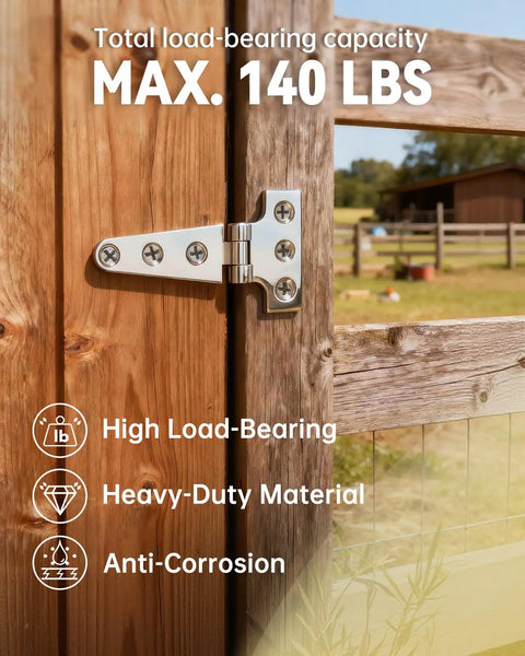 316 Stainless Steel T Hinges 6 By 3 In Built To Last Heavy Duty Marine Grade Door Hinges That Resist Rust With Mirror Polish Finish Weatherproof For Coastal Use And Harsh Environments on wooden gate
