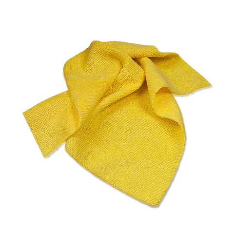 Yellow microfiber cleaning cloth with textured weave