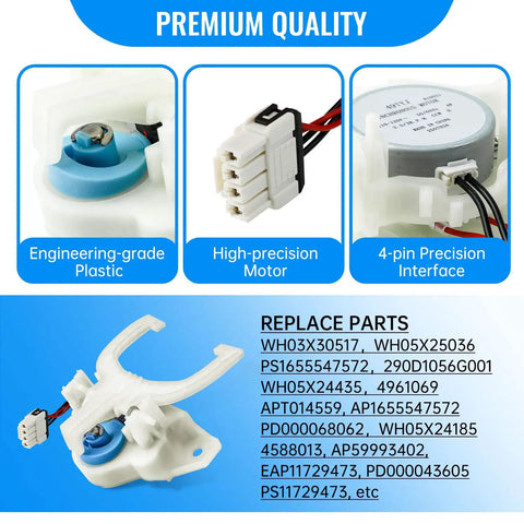 Upgraded GE Washer Parts Kit with engineering-grade plastic mode shifter actuator and motor for front load washers
