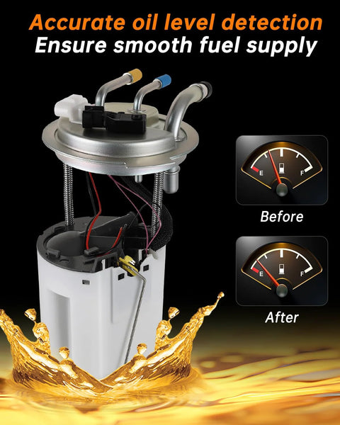 Electric Fuel Pump Module Assembly Direct Fit For 2008 2009 Chevy Avalanche Suburban 1500 V8 5.3L 6.0L GMC Yukon XL 1500 V8 5.3L 6.0L 2008 Yukon XL 6.2L V8 And Cadillac Escalade ESV EXT 6.2L V8 Replaces OE FG1154 19168704 19168708 19180, showing accurate oil level detection with gauge comparison.