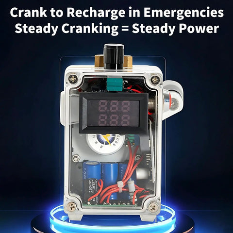 Transparent view of Hand Crank Portable Power Station With USB And AC Outlet No Fuel Needed Emergency Backup Generator interior