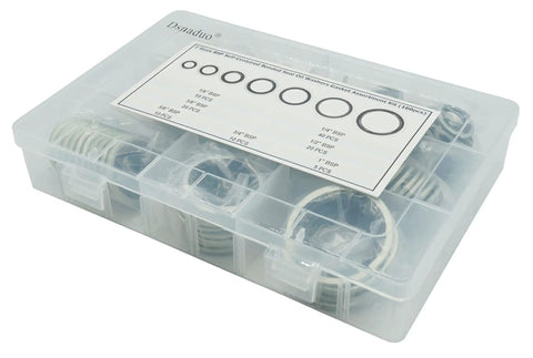 Oil Washer And Gasket Kit 160Pcs With Seven Sizes Dowty Self Centered Bonded Seal Washers In Plastic Box
