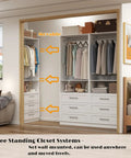Game Changing Modular Walk In Closet Organizer System With Adjustable Hanging Rods And Deep Storage Drawers Freestanding Wardrobe Rack Fits Tight Spaces Quick Setup White in modern room.