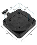 Heavy Duty Composite Downrigger Mount With Smooth 360 Swivel And Rock Solid Angle Locking Built Tough Stainless Hardware For Saltwater Fish Boats Prep Drilled Install, showing measurements and details.