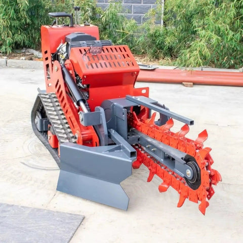 Mini Tracked Ditcher For Orchard Pipeline Trenching, compact tracked soil digger with a robust digging chain for trenching.