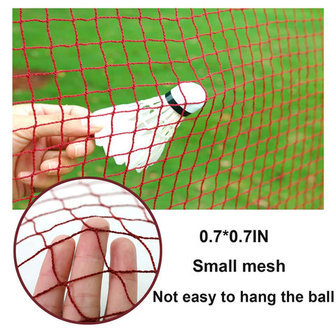 Close-up of red mesh Replacement Badminton Net For Indoor And Outdoor Play 20 Feet By 2.5 Feet Durable Weather Resistant Mesh
