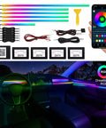 Car Interior LED Strip Light With App Control Dreamcolor RGB 6 In 1 Kit featuring 175 inch length, fiber optic ambient lighting in use