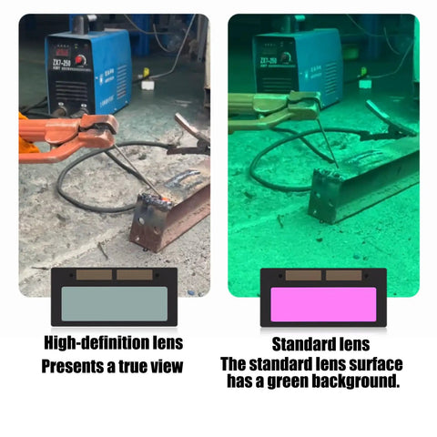 Comparison of high-definition and standard lenses on Auto Darkening Welding Helmet With Detachable Face Shield And Big View Window