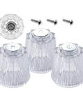 12-Tooth Valve Core Shower Handle Replacement Kit - 3 Piece No-Fuss Set With Clear Acrylic Knobs, Hot Cold And Diverter Handles
