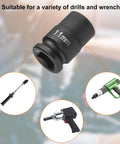 Deep Impact Socket For Three Eighths Inch Square Drive 11mm Six Point 30mm Long Flip Socket In CR-MO Steel Industrial Grade For Heavy Duty Home Auto Repair Nuts Bolts.