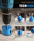 Diamond Hole Saw Kit 10 Piece Brazed Diamond Tile Drill Bits Set With EVA Guide Jig for Ceramic Tile Glass Granite Marble Dry and Wet Cutting 6-50mm in use with drill on ceramic tile
