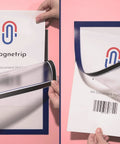 Self Adhesive A4 Magnetic Document Holder Sign Display 8.5 X 11 Inches Blue 4 Pack showcasing document insertion
