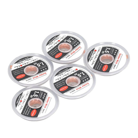 Red Copper Solder Wick Desoldering Braid Pro Grade High Thermal Conductivity For Electronics Repair, 1.5 mm width