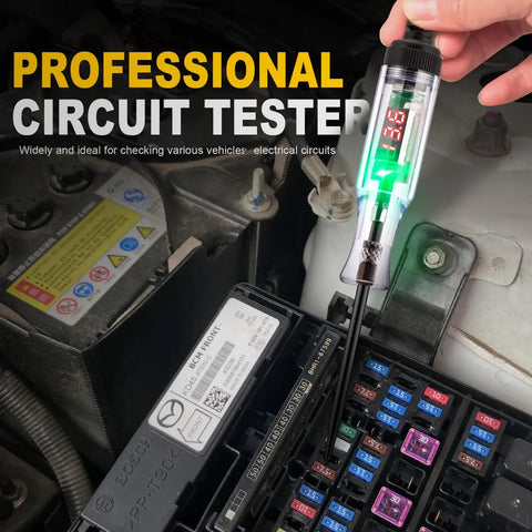 5-90V Digital LED Circuit Tester With Voltage Display Auto Bidirectional Light Tester Extended Spring Wire And Probe For Cars Trucks RVs And More Easy Read Electrical Voltage Checker For Vehicle Troubleshooting, testing car fuse box