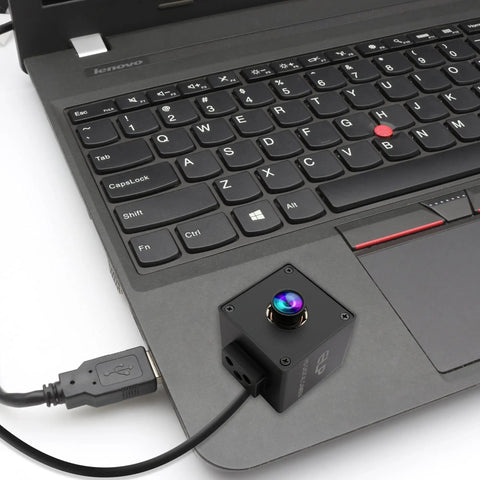 High Speed USB Autofocus Camera For PC And Laptop With 1080P 120FPS 12MP Sensor IMX577 attached to laptop keyboard