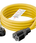 Angled Beefy Heavy Duty Indoor Outdoor Extension Cord 6 Ft 12 AWG SJTW 15A to 4 In 1 T Blade Receptacle NEMA 5 15P to 5 15R