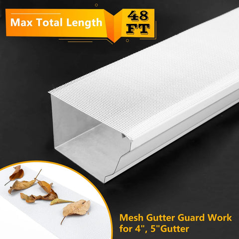 Gutter Guards Kit 48 Ft 35 Pack For 4-Inch, 5-Inch, And 6-Inch Gutters, Universal Stainless Steel Mesh Gutter Guard Covers With Screws, Easy Install, Weatherproof And Corrosion-Resistant Debris Barrier
