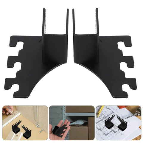 Beefy Heavy Duty Stainless Steel Square Pipe Shelf Bracket Set Adjustable Cabinet Shelf Supports Clips, black finish.