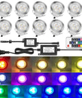 Outdoor RGB Deck Lights Waterproof Stainless Steel Recessed Pathway Garden Lighting Kit 10 Pack With Silver Border For Steps Patio Stairs And Walkways Today.